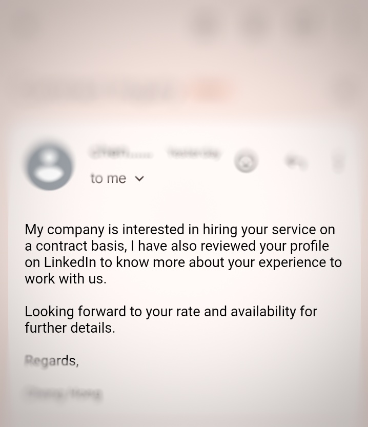 Inbound email to Jennifer Omaliko from company interested in hiring Jennavi LinkedIn ghostwriting services on contract basis