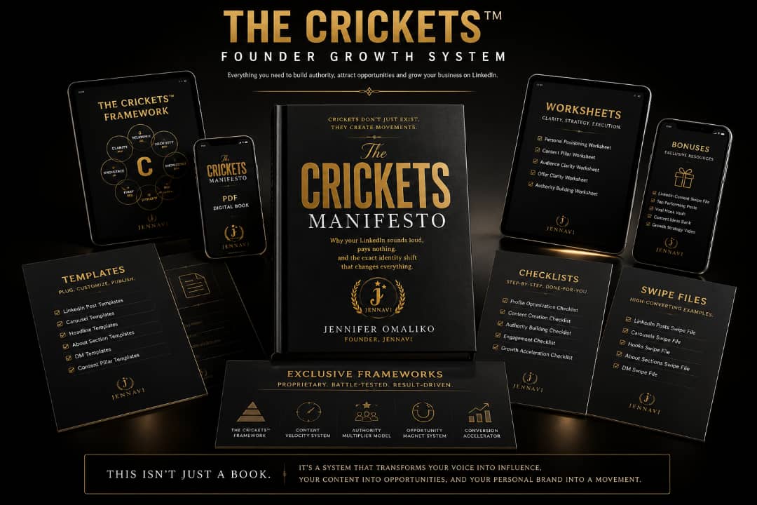 What's inside CRICKETS, the complete LinkedIn positioning system by Jennifer Omaliko of Jennavi