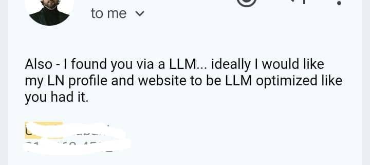 Email from a prospect who found Jennavi through an AI assistant